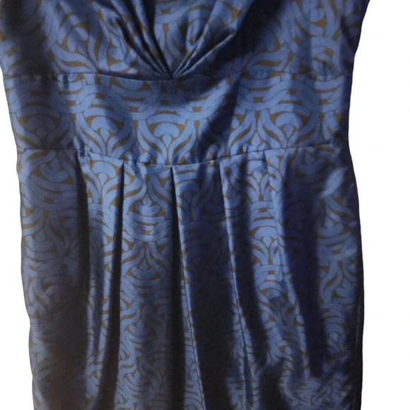 Banana Republic 100% Silk Mini Dress Blue & Black Chain Print Pockets Size 4 - Picture 13 of 13